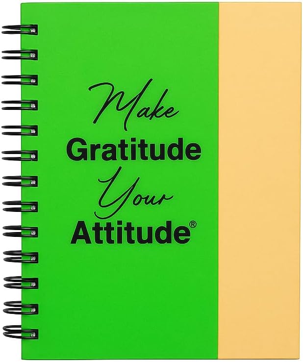 Gratitude Attitude Journal with Meditation Music, Pen, Pad, Sticky Notes, Color Tabs & Prompt Stickers. A self care gift to encourage positive thoughts, and mental wellness. (Red, Unisex)