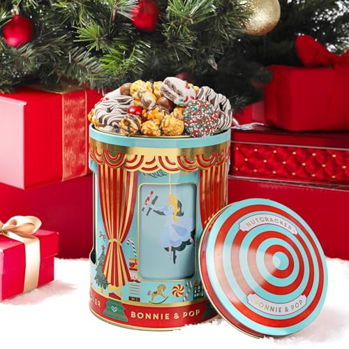 Christmas Gift Basket- Gourmet Food Gifts - Plays Music - Holiday Chocolate and Candy, Sweets and Snacks- Nutcracker Suite- Bonnie and Pop