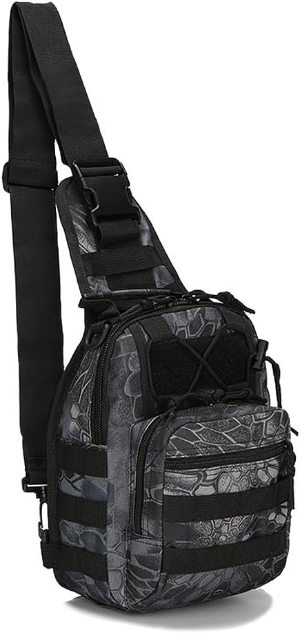 Viriber Tactical Backpack, Waterproof Military Cross-body Molle Sling Shoulder Backpack Chest Bag for Outdoor Every Day Carry Black
