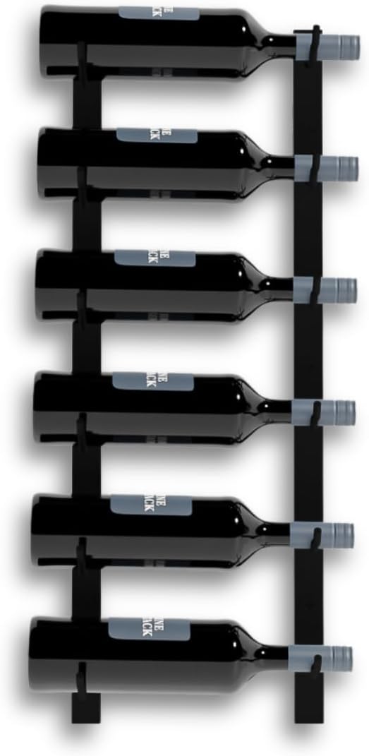 9-Bottle Black Metal Wall Mounted Wine Rack – Modern Industrial Wine Bottle Storage Organizer for Home Bar, Kitchen, Dining Area & Wine Cellar