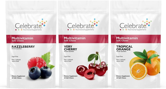 Celebrate Vitamins Bariatric Multivitamin Soft Chews - Essential Vitamins & Minerals, Sugar & Gluten Free - Gastric Bypass & Sleeve Gastrectomy Supplement - Berry (60ct)