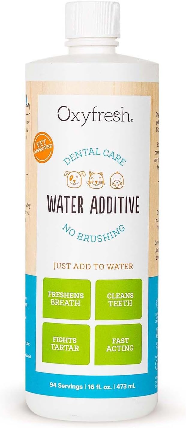 Oxyfresh Premium Pet Dental Care Solution Pet Water Additive: Best Way to Eliminate Bad Dog Breath and Cat Bad Breath - Fights Tartar & Plaque - So Easy, Just Add to Water! Vet Recommended 2 Pack