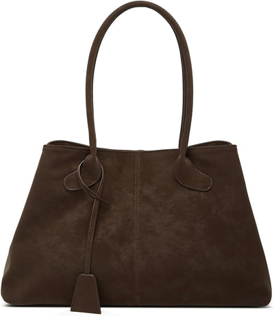 Womens Trendy Vegan Leather Shoulder Bag Large Travel Tote Purse Handbag Top Handle Satchel Commuter Underarm Bag