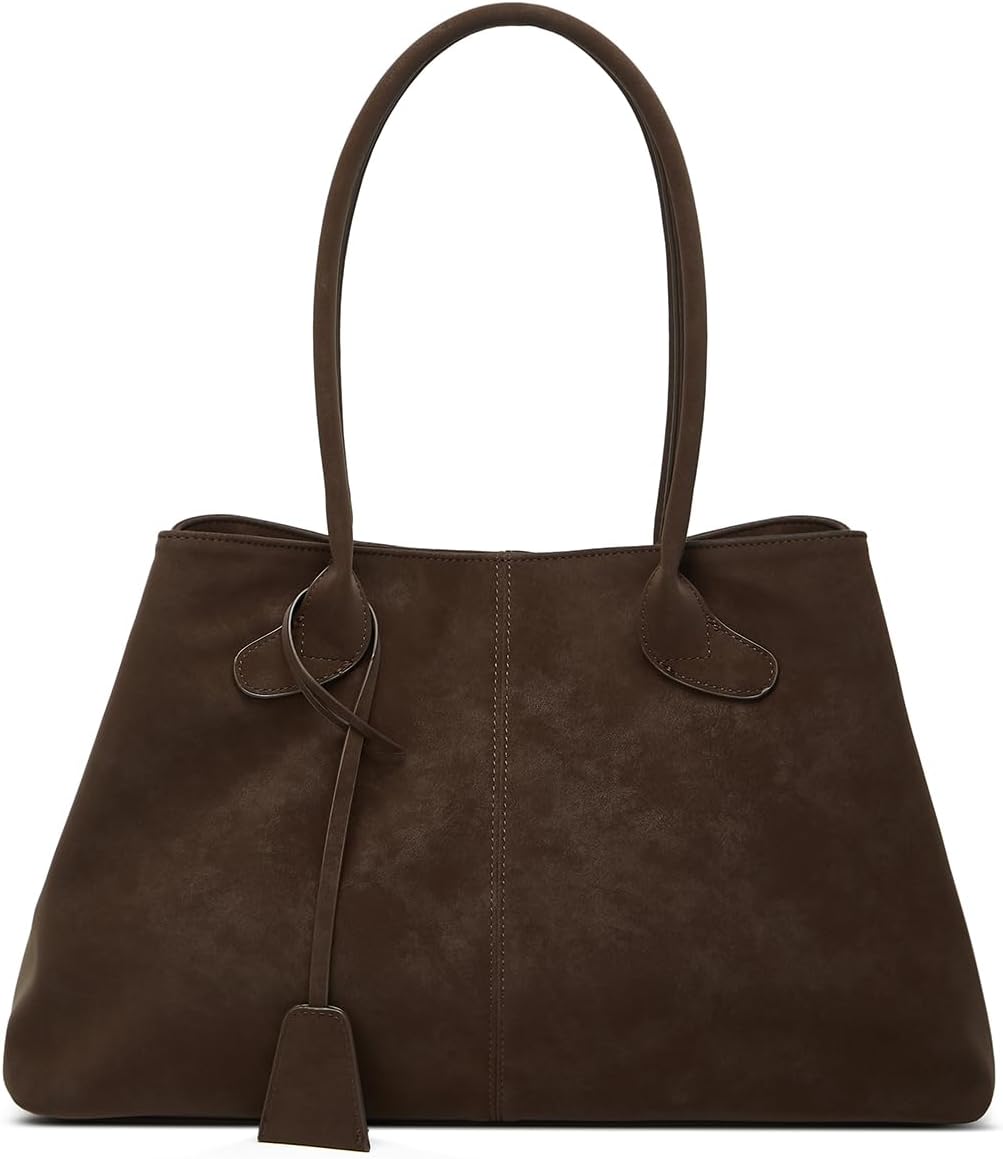Womens Trendy Vegan Leather Shoulder Bag Large Travel Tote Purse Handbag Top Handle Satchel Commuter Underarm Bag