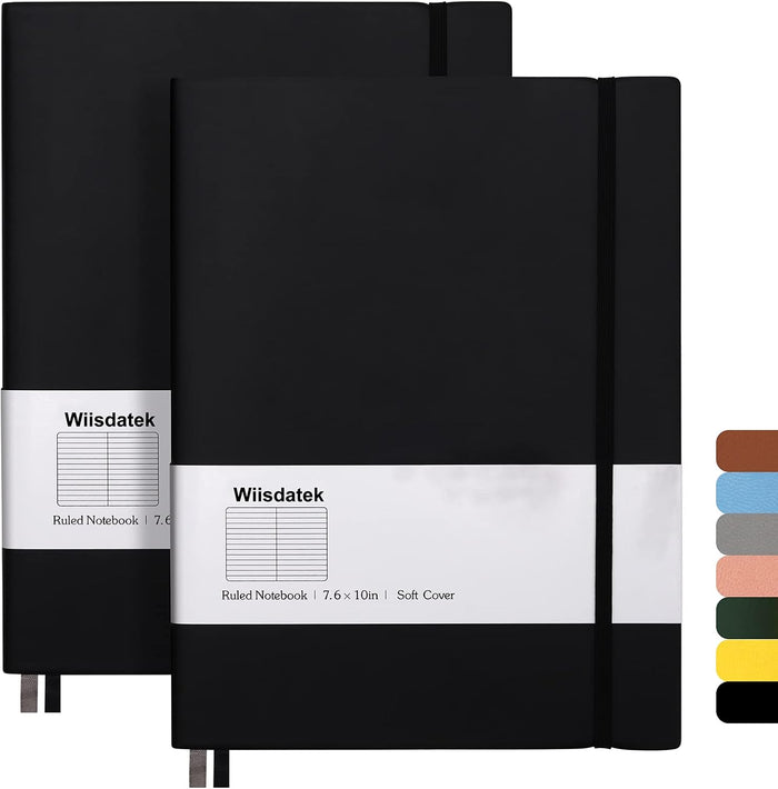 B5 College Ruled Notebooks - 2 Pack B5 Large Journal Notebooks with 376 Numbered Pages,100gsm Thick Lined Paper,Soft PU Leather Cover,7.6 X 10 inch(PINK)