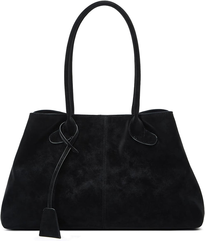 Womens Trendy Vegan Leather Shoulder Bag Large Travel Tote Purse Handbag Top Handle Satchel Commuter Underarm Bag