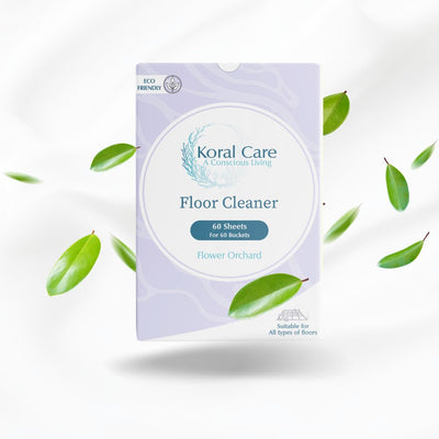 Koral Care Eco-Friendly Floor Cleaner Sheets|60 Sheets (= 2 Months)|Baby & Pet Friendly| Removes Hard Water Stains| Suitable for all surfaces -Marble, Wood etc|Free of Ammonia, Chlorine|Flower Orchard