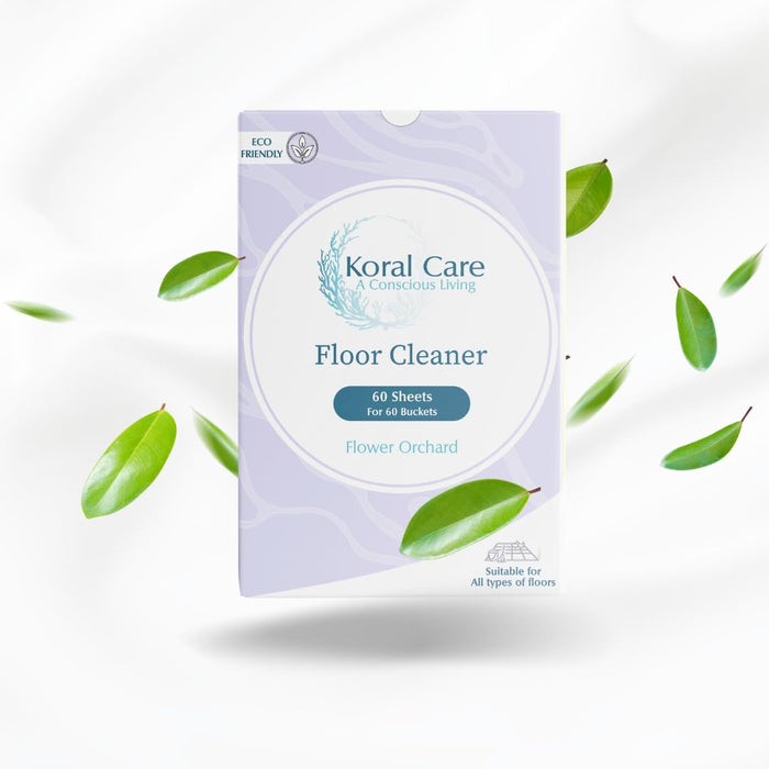 Koral Care Eco-Friendly Floor Cleaner Sheets|60 Sheets (= 2 Months)|Baby & Pet Friendly| Removes Hard Water Stains| Suitable for all surfaces -Marble, Wood etc|Free of Ammonia, Chlorine|Flower Orchard