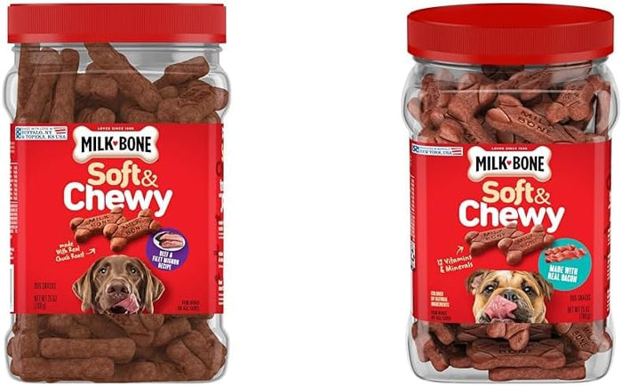 Milk-Bone Soft & Chewy Dog Treats, Beef & Filet Mignon Recipe, 25 Ounce