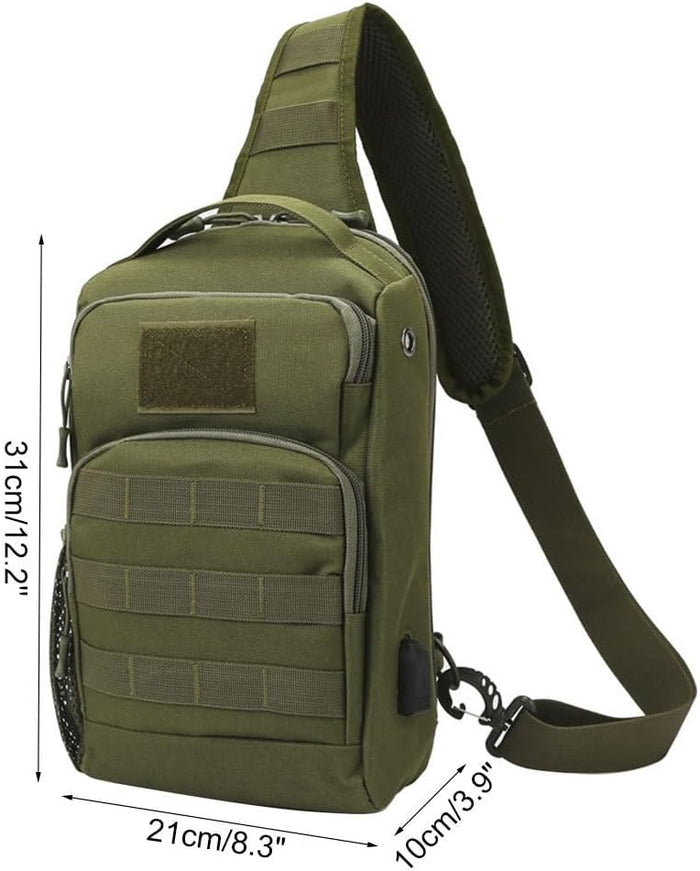 Tactical Sling Bag, Portable Molle Chest Pack Military Large Capacity Sling Backpack with 3 Carrying Methods for Outdoor Sports Travel Climbing