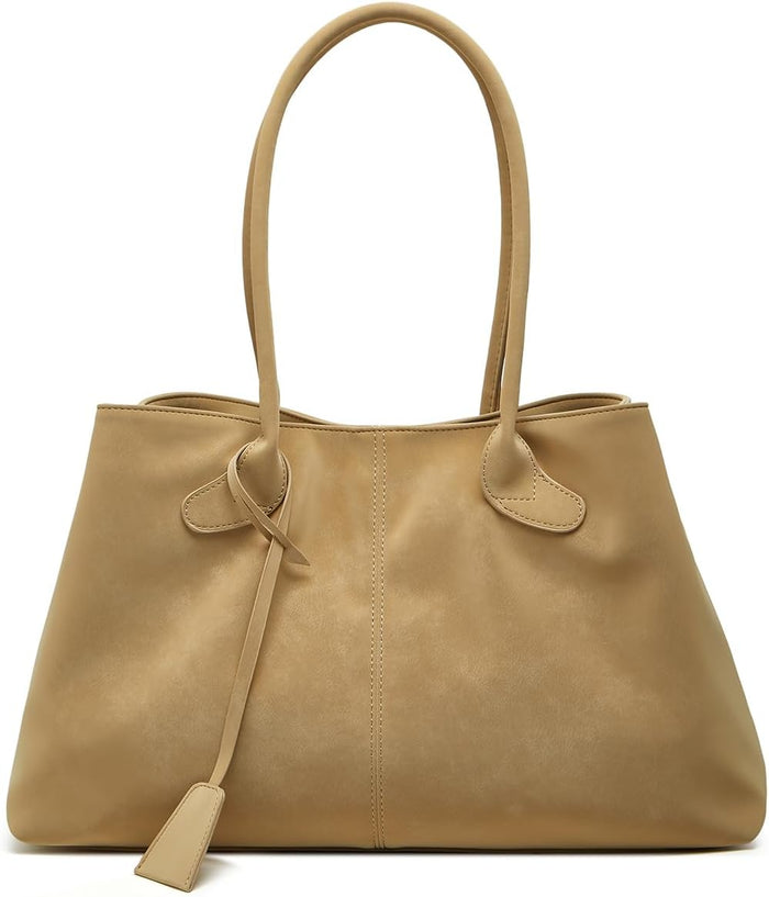 Womens Trendy Vegan Leather Shoulder Bag Large Travel Tote Purse Handbag Top Handle Satchel Commuter Underarm Bag