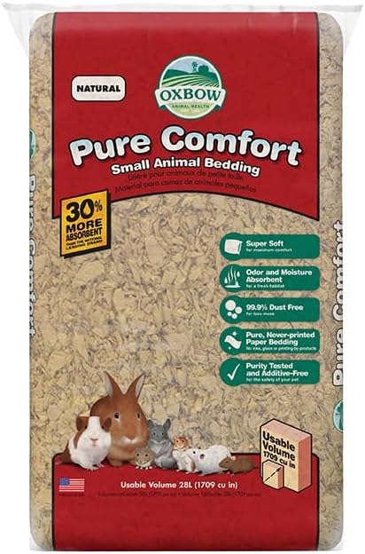 Oxbow Animal Health Pure Comfort Bedding, Rabbit, Hamster, & Guinea Pig Bedding, Bunny Supplies for Litter Box, Pet Safe, Low Dust, White Paper, 72 Liter Bag