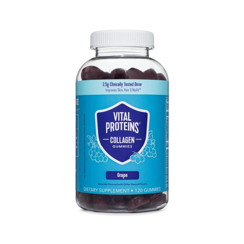 Vital Proteins Collagen Gummies, 2.5g of Clinically-Tested Collagen for Hair, Skin, Nails & Wrinkles, 120 ct Bottle, Pack of 2, Raspberry Flavor