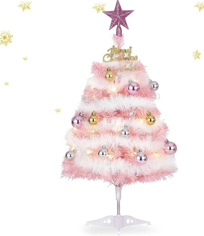 Pink Christmas Tree, 4FT Christmas Tree with Metal Stand, Artificial Pink Tree with 300 Branch Tips, Easy Assembly, for Indoor Outdoor Holiday Decoration