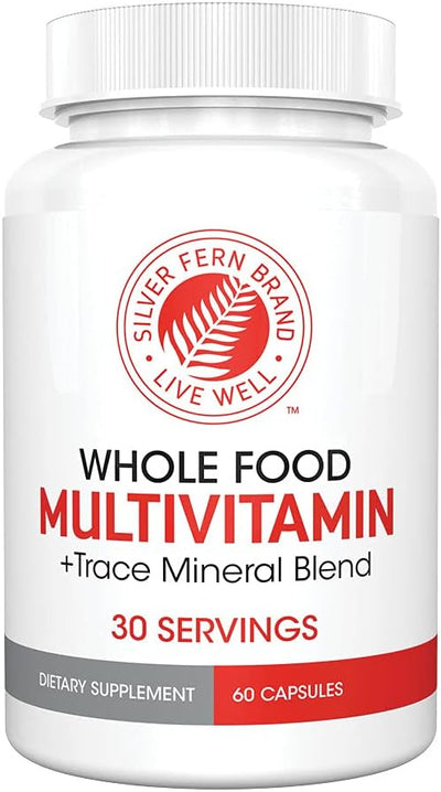 Silver Fern Whole Food Daily Multi Vitamin w/Trace Mineral Blend Supplement - 1 Bottle - 60 Vegicaps - 30 Day Supply - Natural, Non-GMO, Vegan, Men's & Women's Multivitamin - Zero Synthetics