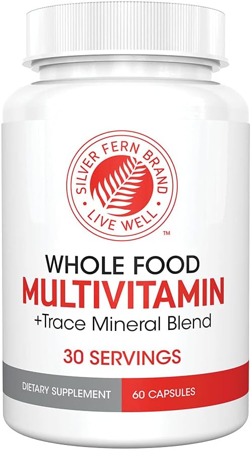 Silver Fern Whole Food Daily Multi Vitamin w/Trace Mineral Blend Supplement - 2 Bottles - 60 Vegicaps Each - 60 Day Supply - Natural, Non-GMO, Vegan, Multivitamin for Men & Women - Zero Synthetics