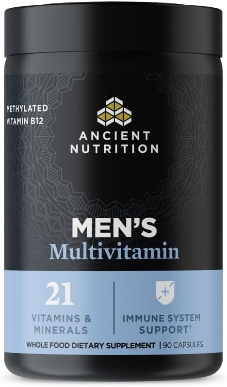 Ancient Nutrition Multivitamin for Men, Ancient Multi Men's Once Daily Vitamin Supplement 30 Ct, Vitamin A, Vitamin B and Vitamin K2, Fenugreek Seed, Supports Immune System, Paleo and Keto Friendly