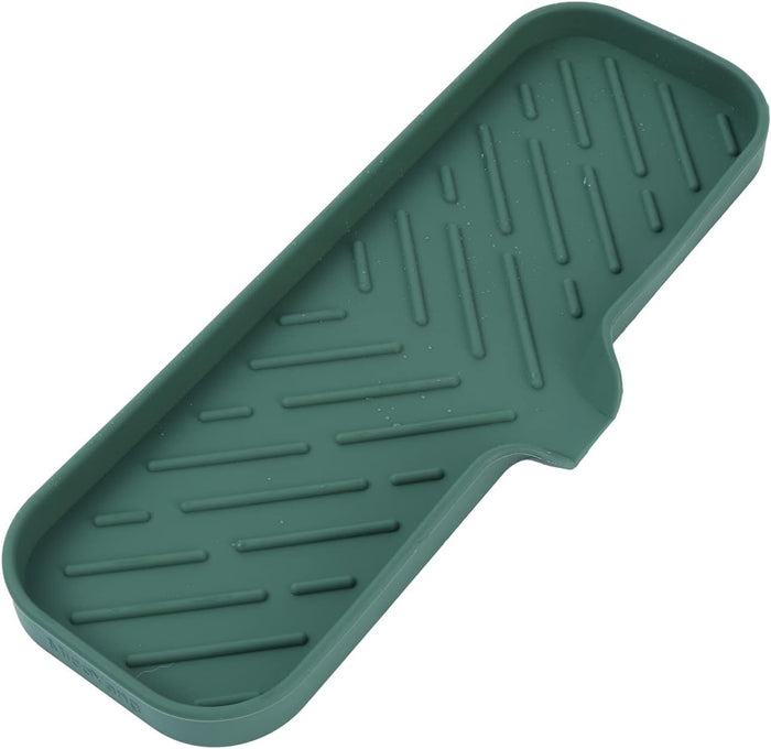 Silicone Bathroom Soap Dishes with Drain Spout-Bathroom and Kitchen Sink Organizer,Sponge Holder,Dish Soap Tray,Perfect for Dispenser,Scrubber,Bottle,Cup on Sink or Counter-Yellow 12"×4"
