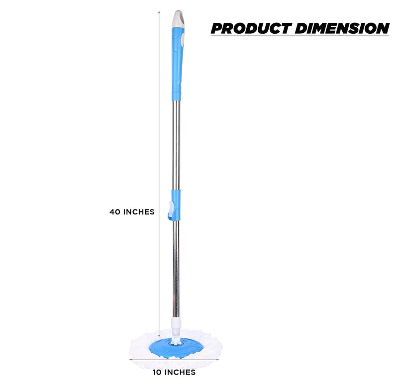 Zureni Bucket Spin Mop Stick Rod with Microfiber Refill Pocha Cleaner 360° Adjustable Easy Grip 42 Inches Long Metal Handle for Wet Floor Household Industrial Cleaning & Mopping (Random Color)