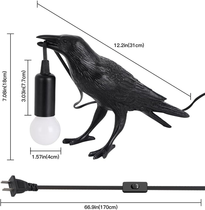 Gothic Crow Raven Table Lamp Light