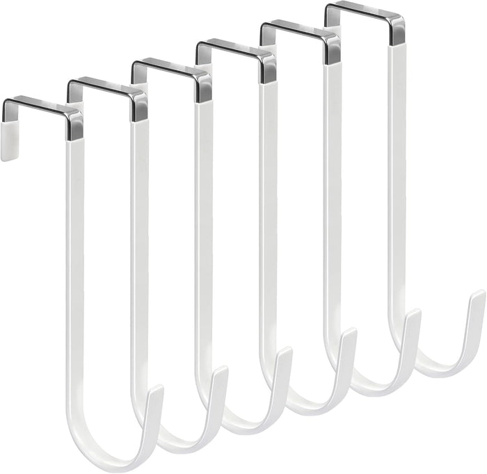 FYY Over The Door Hooks, 10 Pack Door Hangers Hooks with Rubber Prevent Scratches Heavy Duty Organizer Hooks for Living Room, Bathroom, Bedroom Hanging Clothes, Towels, Hats, Coats, Bags White