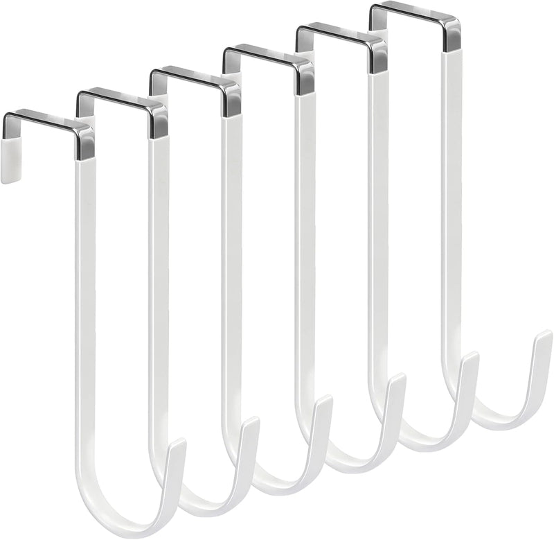FYY Over The Door Hooks, 10 Pack Door Hangers Hooks with Rubber Prevent Scratches Heavy Duty Organizer Hooks for Living Room, Bathroom, Bedroom Hanging Clothes, Towels, Hats, Coats, Bags White