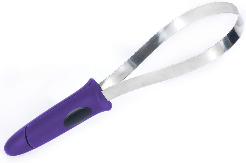 Dual-Sided Shedding Blade with Stainless Steel Blade De-Shedding Tool for All Dog Coat Types- Soft Touch Grip (Burgundy)
