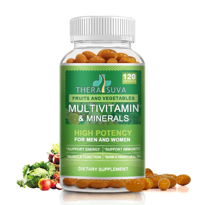 All Natural Multivitamins & Minerals + B Complex + Calcium + Magnesium + Zinc, 100% Vegan Sourced Whole Food Supplement, Complete Nutritional Support for Men & Women- 120 Capsules, 60 Day Supply