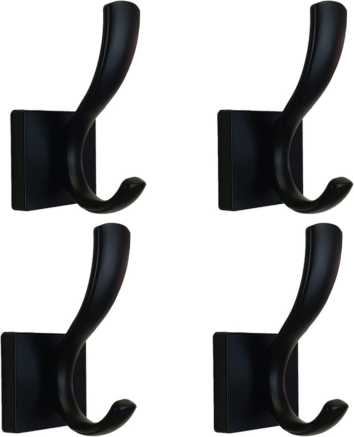 Black Coats Towels Hooks,Towel Robe Clothes Coat Hooks,Heavy Duty Wall Mount Hooks for Bath Bedroom Kitchen Pool Garage Hotel,2 Pack
