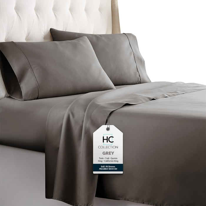 HC Collection Bed Sheets Set, HOTEL LUXURY Platinum Collection 1800 Series Bedding Set, Deep Pockets, Wrinkle & Fade Resistant, Hypoallergenic Sheet & Pillow Case Set (Queen, White)