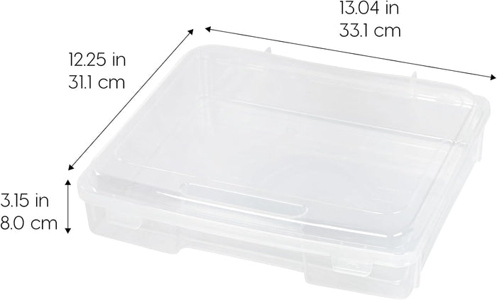 IRIS USA Board Game Storage Craft Organizer Box with Snap-Tight Latch Lid, 6-Pack Portable Plastic Case Bin for Puzzles, Magazines, Hobbies, Art Supplies, Fits 8.5" x 11" & A4 Papers, Thick, Clear