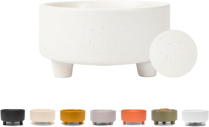 Waggo Uplift Ceramic Dog Bowl for Small Medium and Large Breeds - Heavyweight and Durable Pet Food and Water Dish Crock, Dishwasher Safe, Modern, Elevated Feeder (Clay, Large)