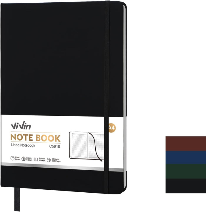 Vivin B5 College Ruled Notebook for Work,6.9"x9.8" Leather Hardcover Journal,192 Pages Professional Lined Notebook for Office & Business