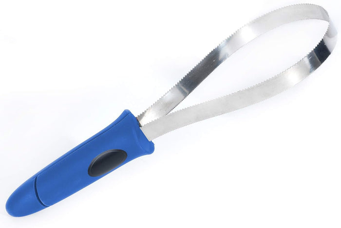 Dual-Sided Shedding Blade with Stainless Steel Blade De-Shedding Tool for All Dog Coat Types- Soft Touch Grip (Burgundy)