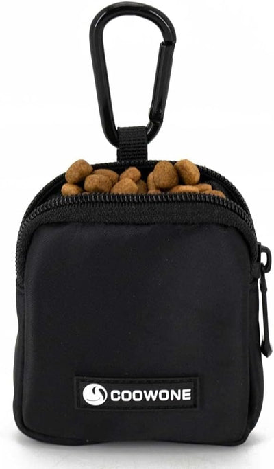 Waterproof Dog Treat Pouch, Dog Training Treat Pouch Built in Poop Bag Dispenser Adjustable Shoulder Bag (BLK) (BLK)
