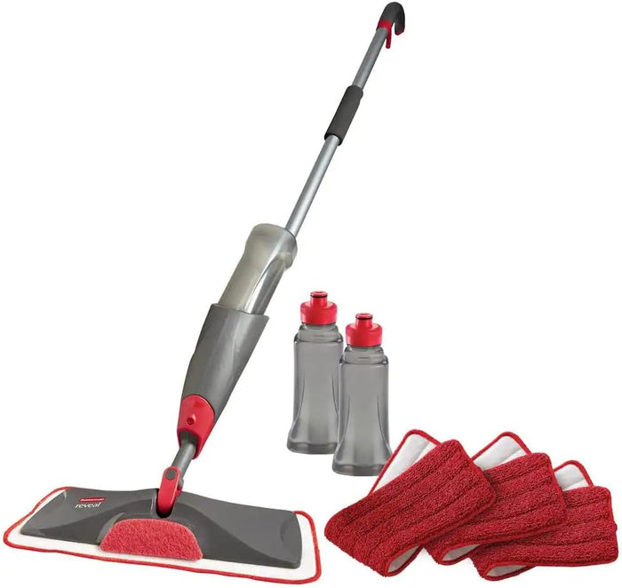 Rubbermaid Reveal Spray Mop Floor Cleaning Kit, 3 Reusable Microfiber Wet Pads, 1 Refillable Bottle, Cordless, Multi-Surface Mopping for All Home/Bathroom/Office Floors