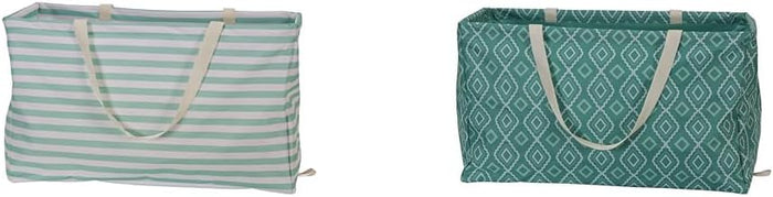 Household Essentials Canvas Utility Tote with Handles, Rectangular Krush Container Tote, Water-Resistant Vinyl Lining, Large Capacity, Durable and Versatile, Chevron Pattern