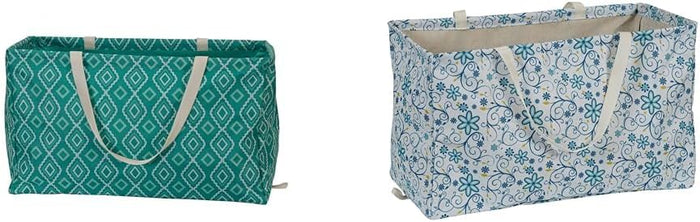 Household Essentials Canvas Utility Tote with Handles, Rectangular Krush Container Tote, Water-Resistant Vinyl Lining, Large Capacity, Durable and Versatile, Chevron Pattern