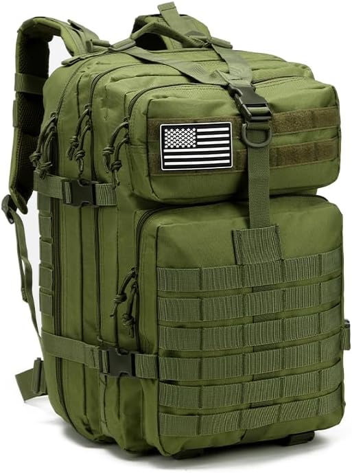 Tactical Military Backpack for Men and Women, 45L Gym Backpacks, 3-Day Assault Pack Bug Out Bag Large MOLLE Daypack for Rucking Hiking Fishing Camping(Black)