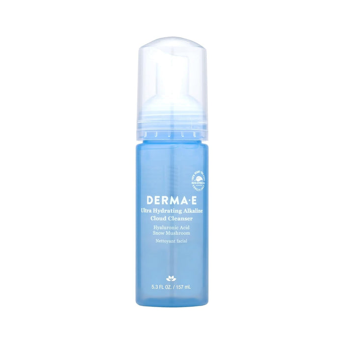 Derma E Ultra Hydrating Alkaline Cloud Cleanser – Gentle Foaming Face Wash with Hyaluronic Acid – Vegan Daily Facial Cleansing, 5.3 Oz