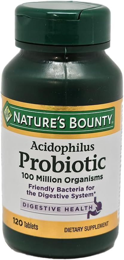 Nature's Bounty Acidophilus Probiotic, Daily Probiotic Supplement, Digestive Health, 200 Tablets, Twin Pack