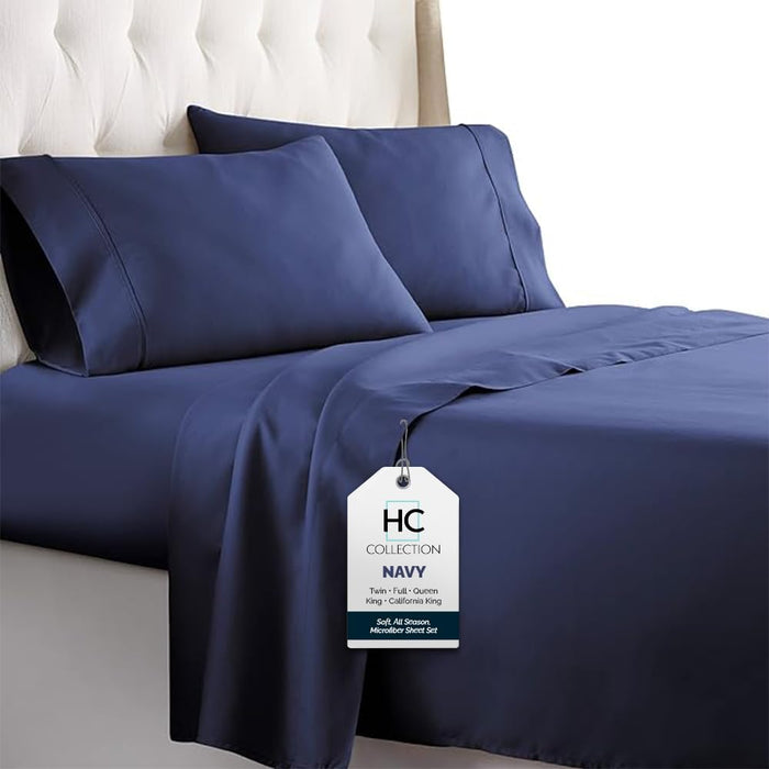 HC Collection Bed Sheets Set, HOTEL LUXURY Platinum Collection 1800 Series Bedding Set, Deep Pockets, Wrinkle & Fade Resistant, Hypoallergenic Sheet & Pillow Case Set (Queen, White)