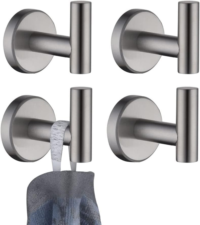 JQK Black Bathroom Towel Hook, Coat Robe Clothes Hook for Bathroom Kitchen Garage Wall Mounted (2 Pack), 304 Stainless Steel Matte Black, TH100-PB-P2