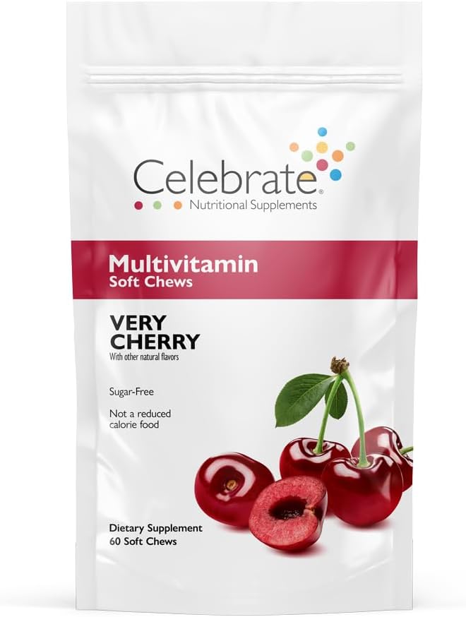 Celebrate Vitamins Bariatric Multivitamin Soft Chews - Essential Vitamins & Minerals, Sugar & Gluten Free - Gastric Bypass & Sleeve Gastrectomy Supplement - Berry (60ct)
