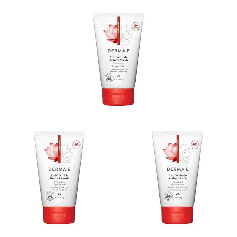 DERMA E Anti-Wrinkle Scrub – Anti-Aging Face Wash with Glycolic Acid and Vitamin A – Cleansing and Exfoliating Treatment Removes Makeup, Oil and Impurities, 4 oz
