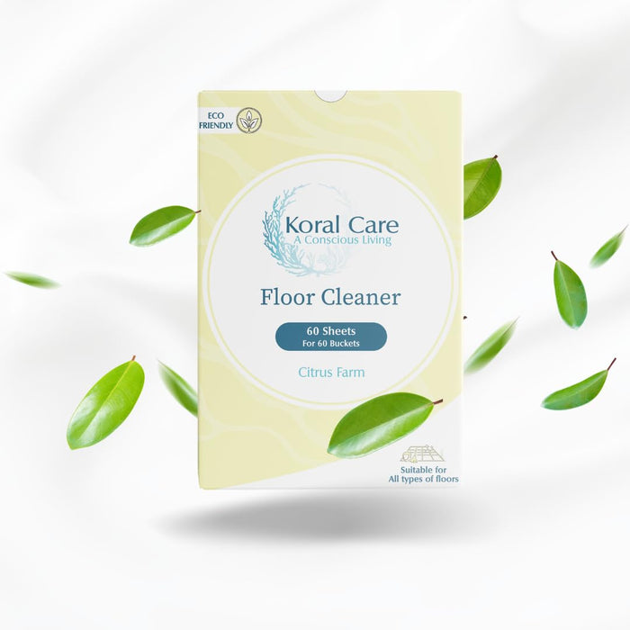 Koral Care Eco-Friendly Floor Cleaner Sheets|60 Sheets (= 2 Months)|Baby & Pet Friendly| Removes Hard Water Stains| Suitable for all surfaces -Marble, Wood etc|Free of Ammonia, Chlorine|Flower Orchard