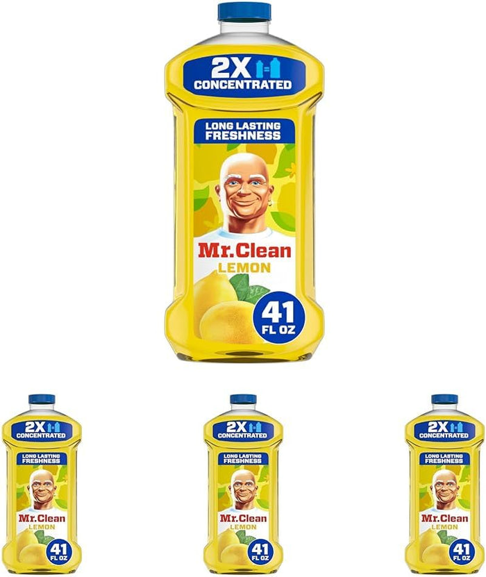 Mr. Clean All Purpose Cleaner, Floor Cleaner for Mopping Home, Bathroom, & Kitchen, Cleaning Liquid for Mop & Bucket, Cleaning Supplies, Multi-Surface Dilutable, Lemon, 41oz