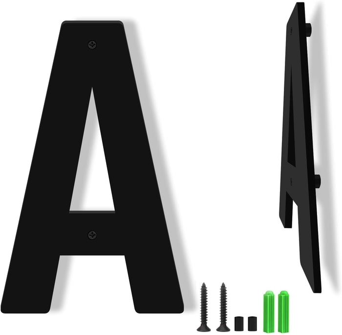 8 Inch Floating Black Acrylic House Numbers Letters, House Address Numbers for Outside, Modern Acrylic Letters, Black Address Letter and Number for Home Office Yard (A)