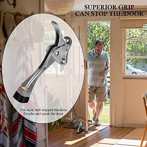 GroTheory 3 Pack Door Stoppers, 4 inch Kickdown Door Stops, Heavy Duty Door Stoppers for Bottom of Door, Adjustable Metal Door Kick Stand Floor and Release