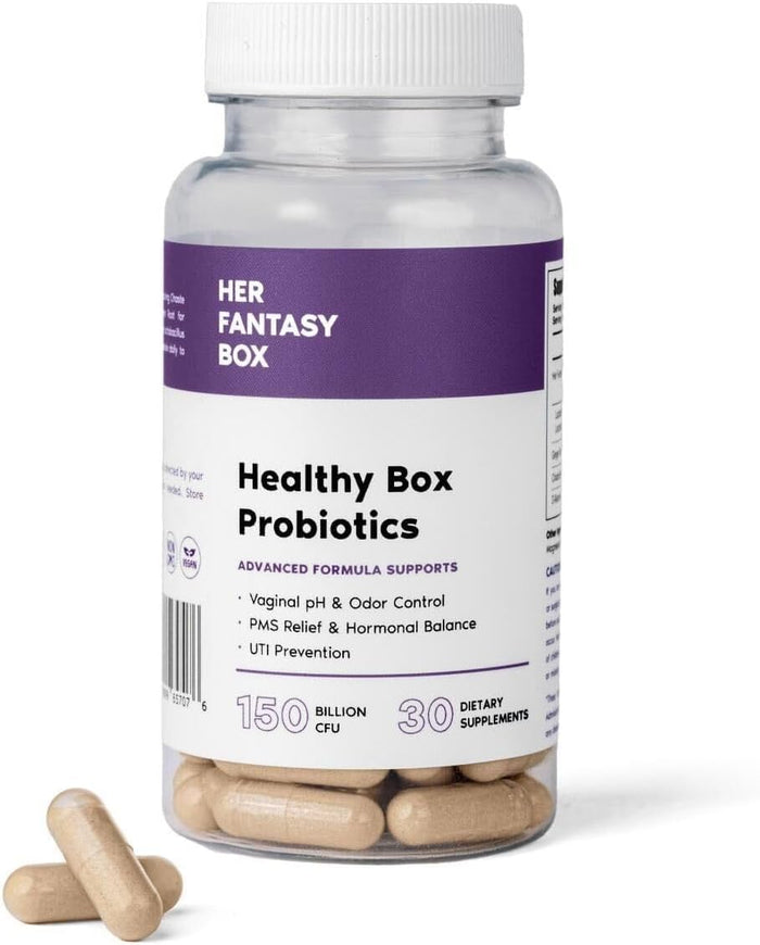 Her Fantasy Box | Healthy Box | Vaginal Probiotics for Women – Prebiotics + Advanced Lactobacillus Blend – Hormonal Balance, PMS Relief – Feminine Health Support with Cranberry & D-Mannose